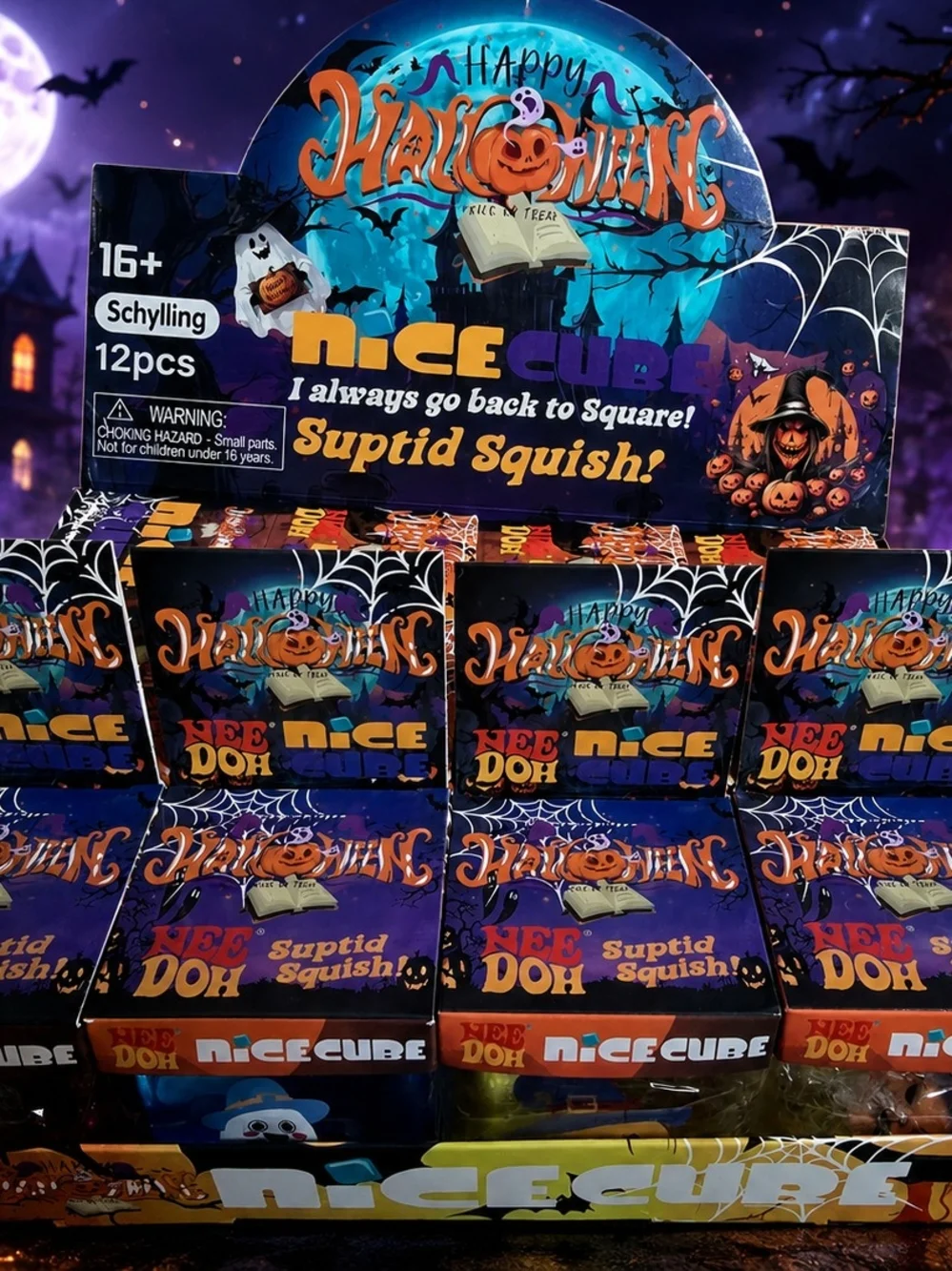 Needoh- Halloween Orange & Purple NiceCube Suptid Squish